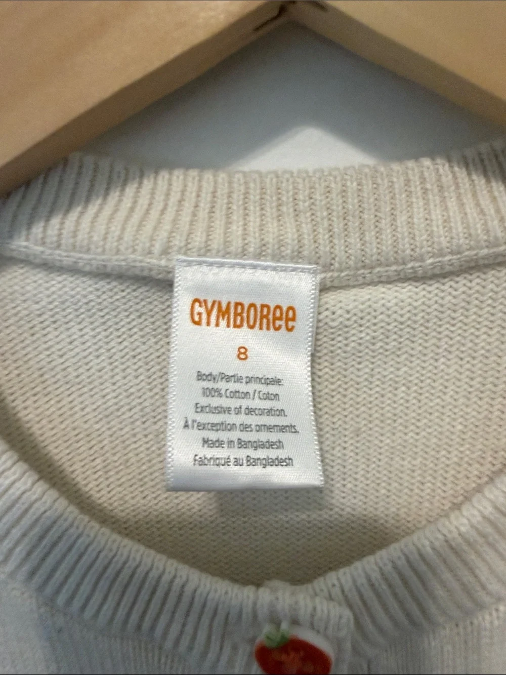 Gymboree Cream Cardigan with Orange Pumpkin Appliqués